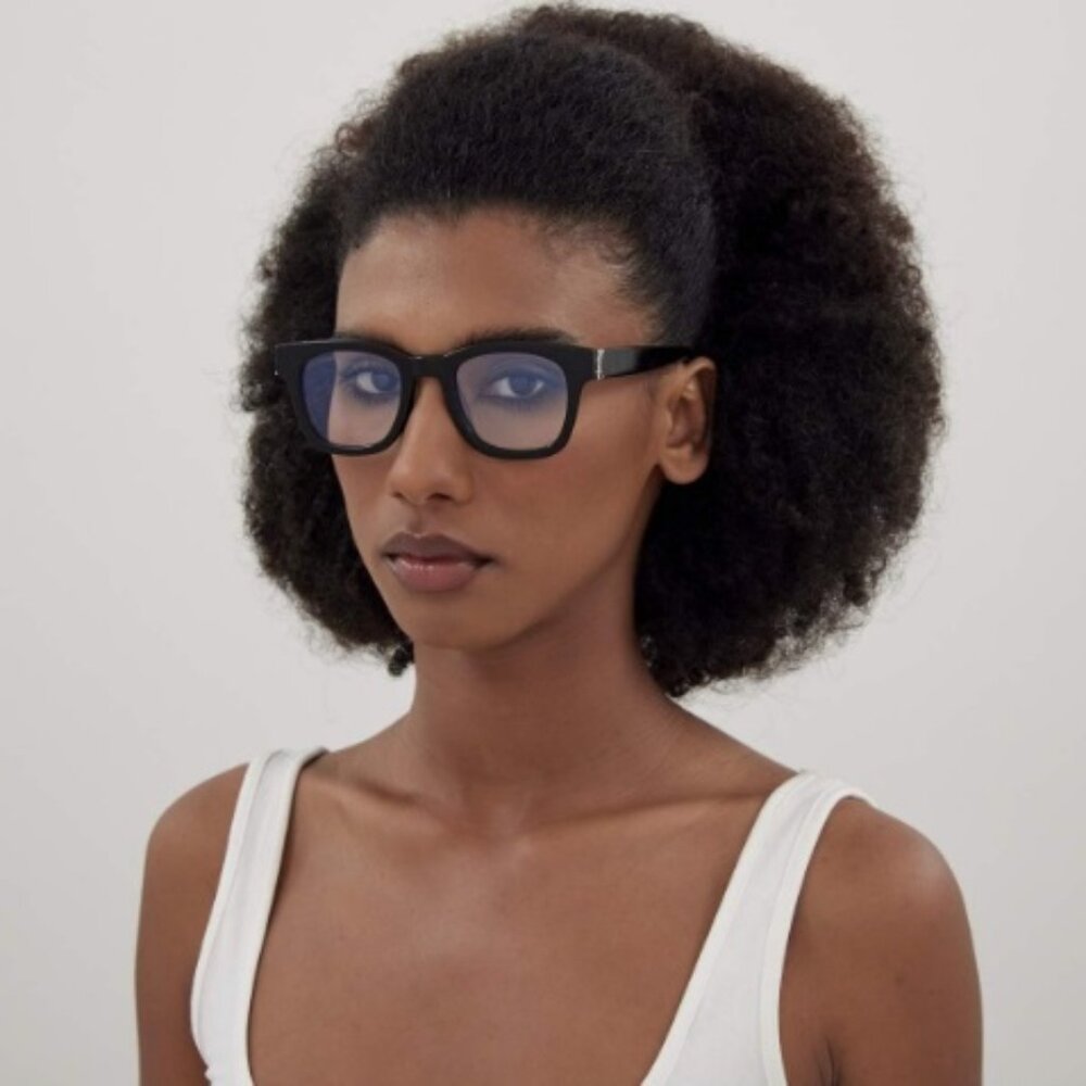 NEW Saint Laurent SLM124 OPT 001 Black Demo Cat Eye Unisex Eyeglasses